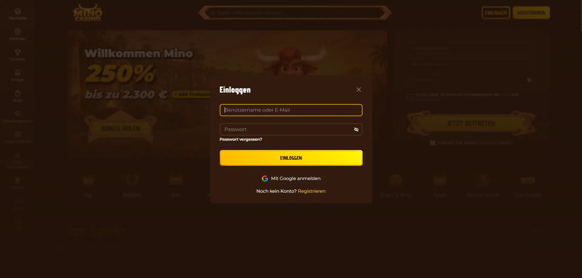 Mino Casino Login auf dem Smartphone – Konto mobil abrufen